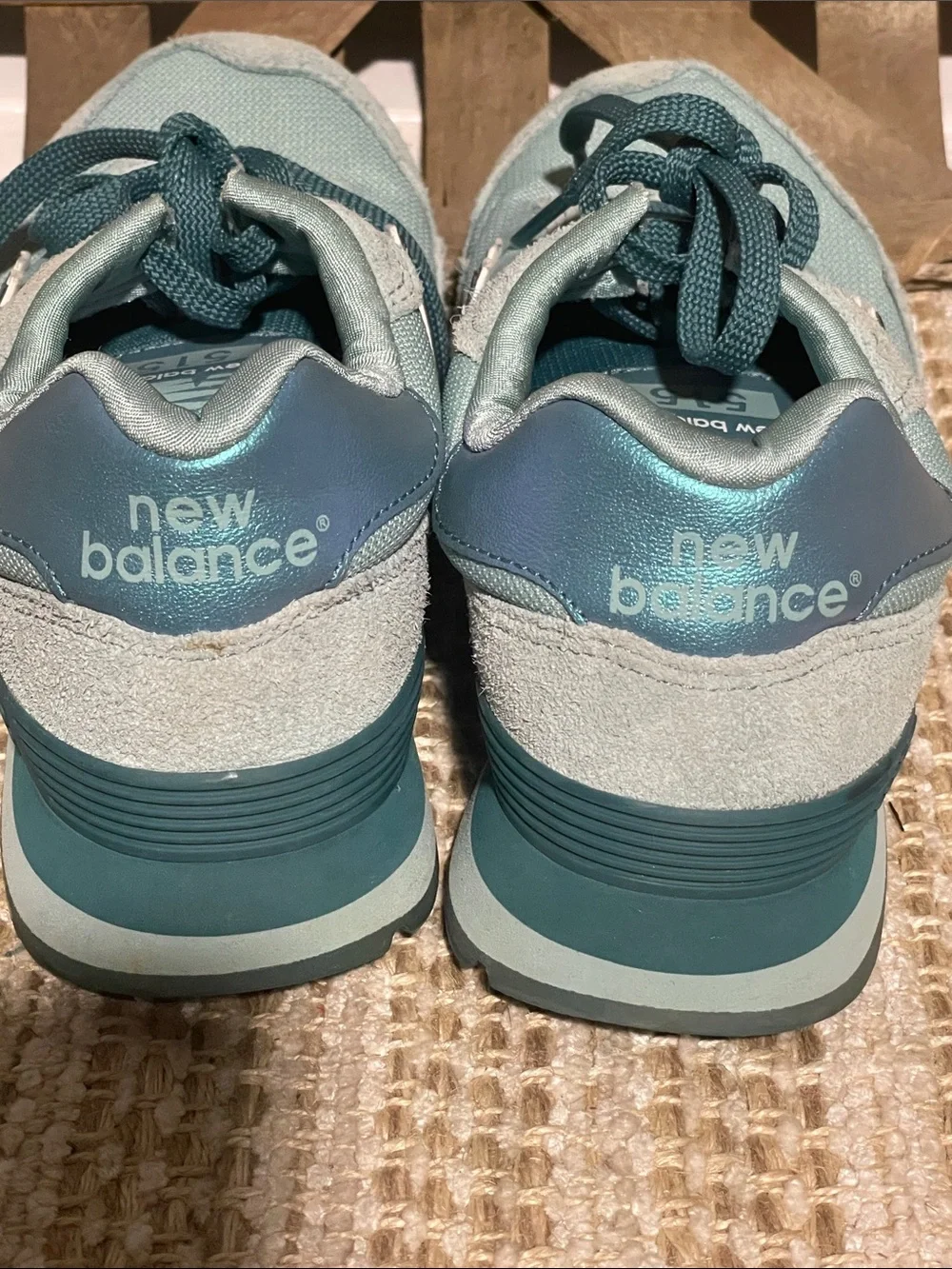 New Balance Women's Teal and Dark Teal Lace-Up Athletic Sneakers